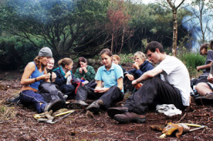 A group of young volunteers on a Youth Discovery Working Holiday at Craflwyn in Snowdonia, North Wales