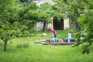 Kromeriz fountain in parish garden 2