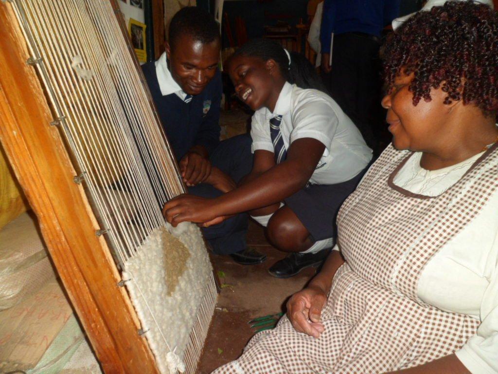 Pupils of Nyangani High learn from the Zuwa Weavers