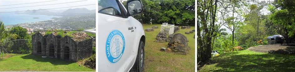Guard Cells, French and English cemeteries and Apostles Battery, Morne Fortuné, Saint Lucia
